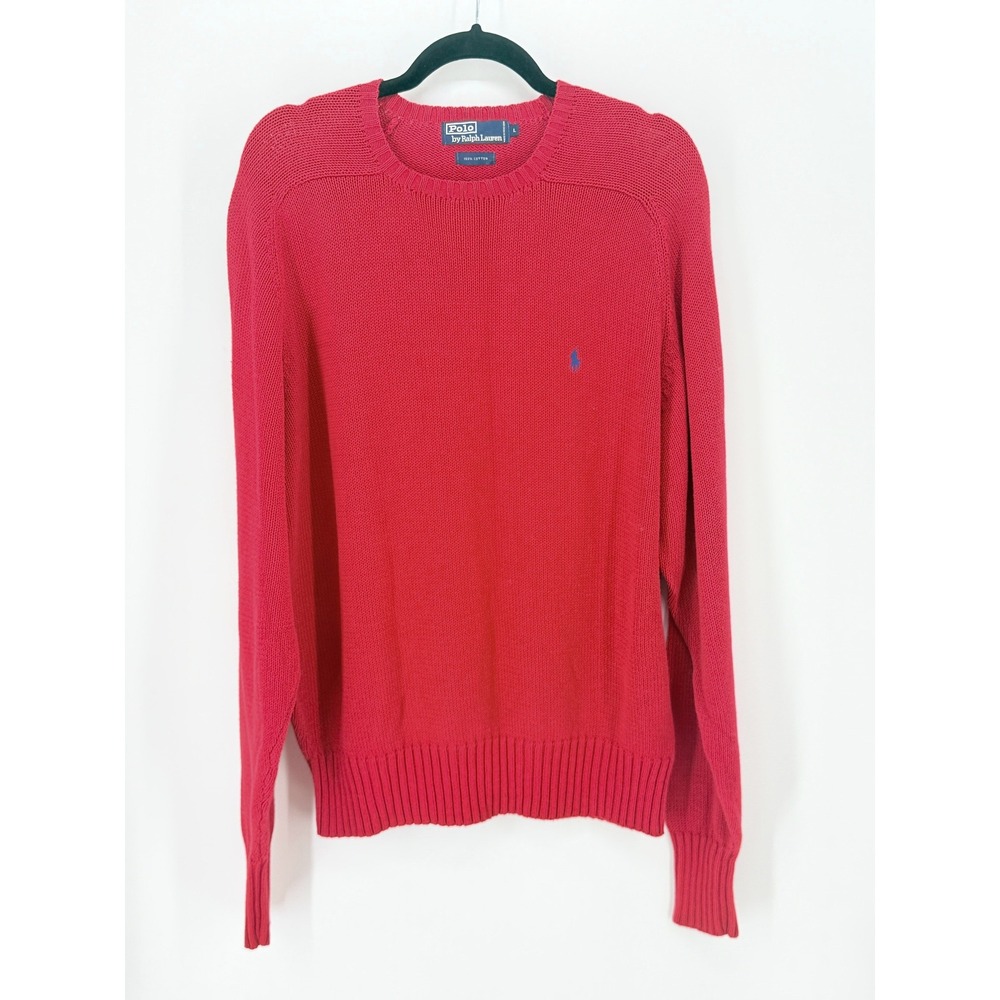 Polo Ralph Lauren Mens Cotton Knit Crewneck Preppy Sweater Size L Academia Coast